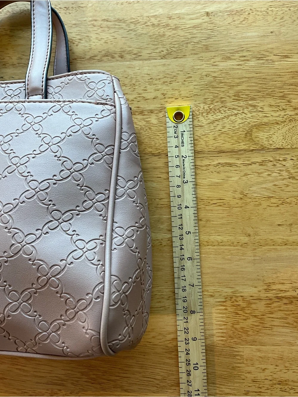 Nine West Dusty Rose Embossed Satchel Purse Faux Leather